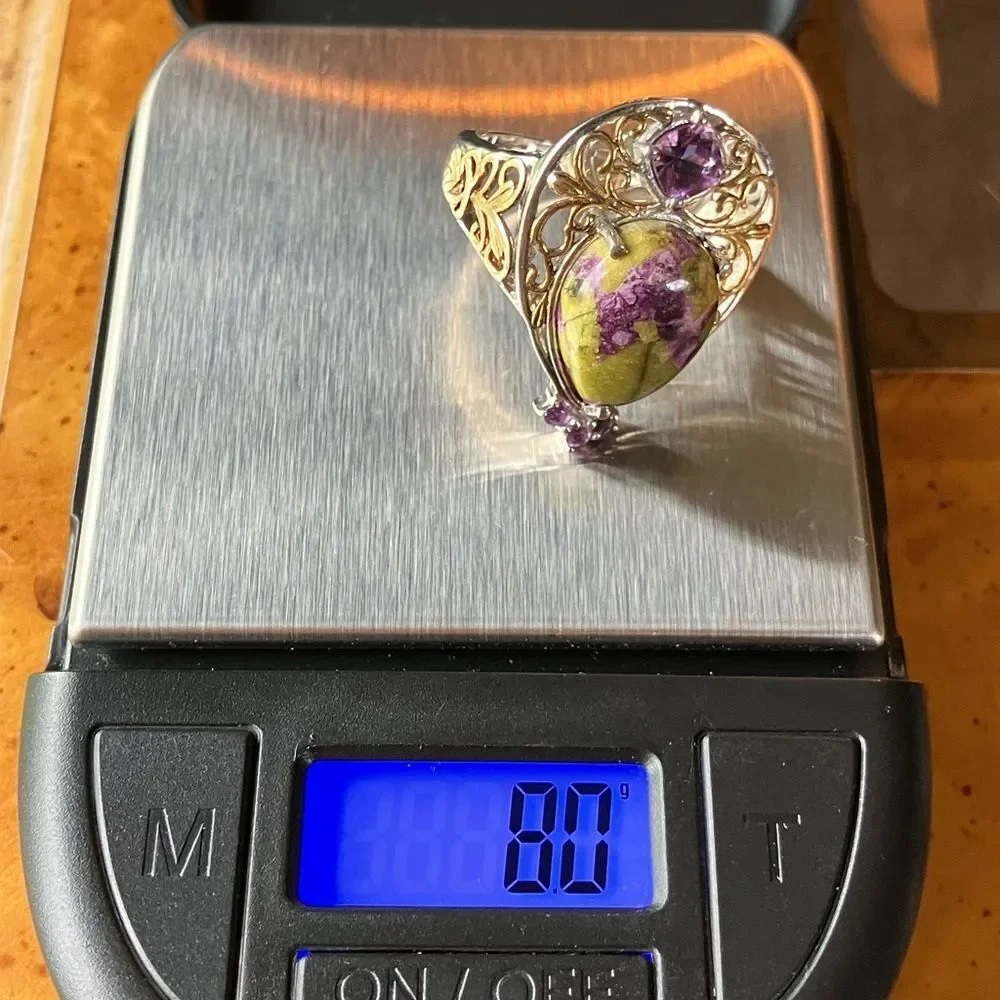 Tasmanian Stichtite Amethyst Sterling Silver Cocktail Ring Size 9